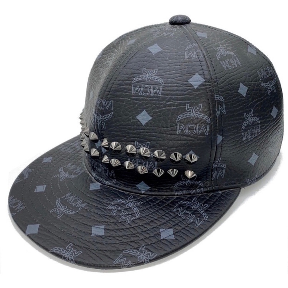 MCM Black spiked monogram hat